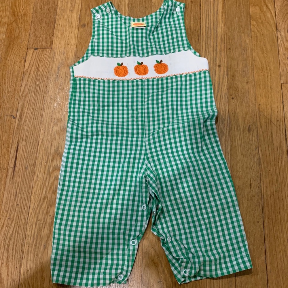 Smocked pumpkin longall 18M